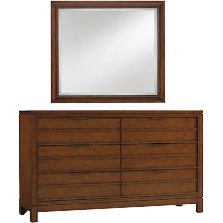 Six-Drawer Dresser & Rectangular Wall Mirror Combination